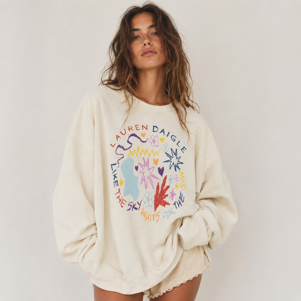 Lauren Daigle Graphic Sweatshirt Cream Oversized 2XL Crewneck